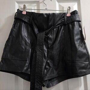 Black Faux Leather Shorts